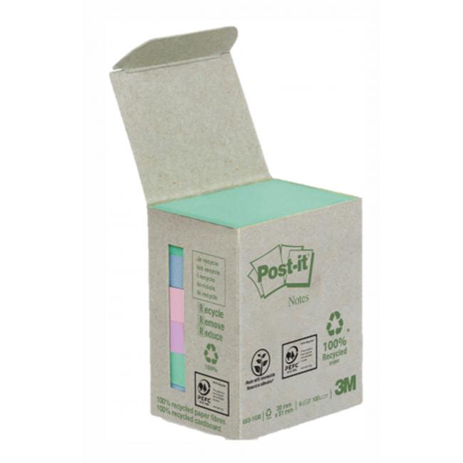 Samolepiaci bloček Post-it recyklované 38x51 dúhové