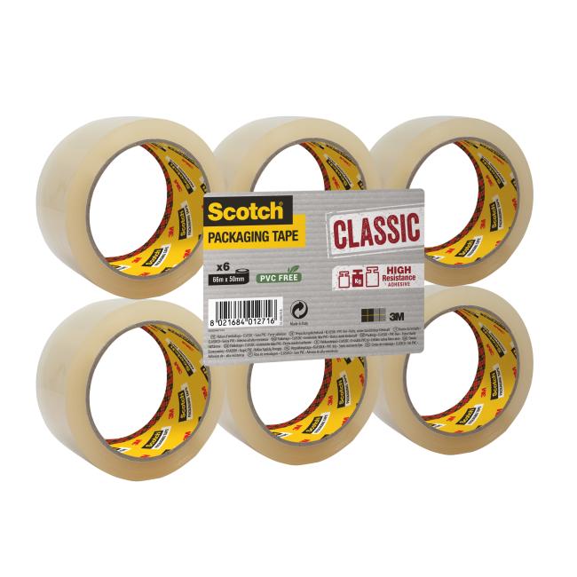 Baliaca páska Scotch , neobsahuje PVC, transparentná, 48mm x 50m, 6 roliek