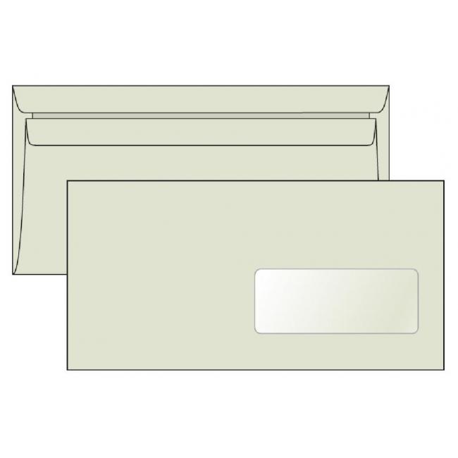 Poštové obálky DL samolepiace, okienko recyklované LETTURA 1000ks 80g