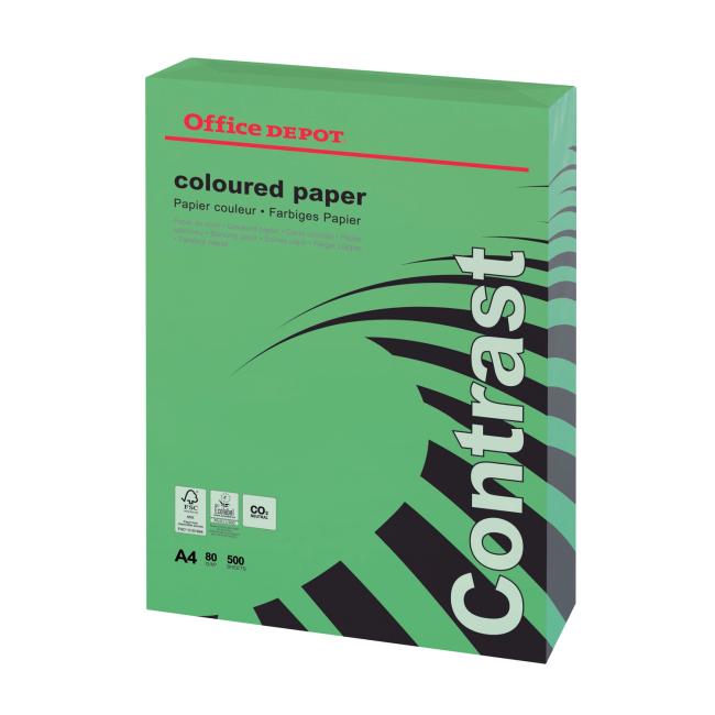 NP:PA382039 Farebný papier Office Depot A4, intenzívna zelená, 80 g/m2