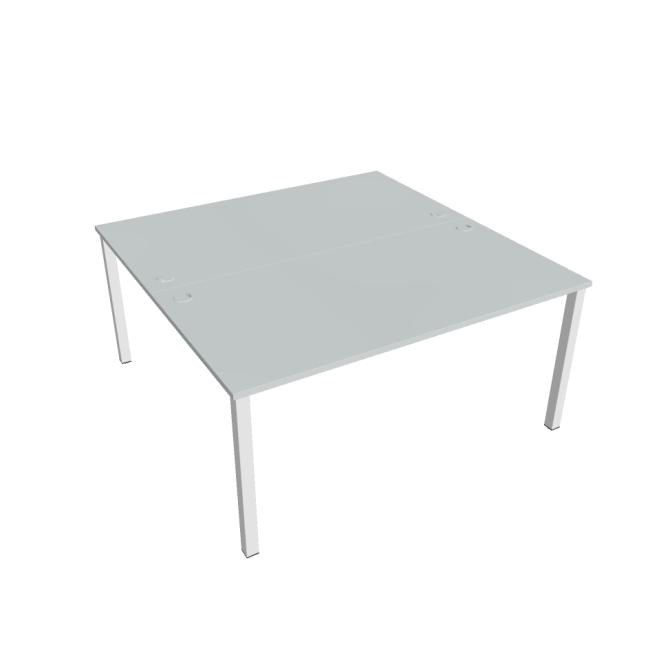 Pracovný stôl Uni, zdvojený, 160x75,5x160 cm, sivá/biela