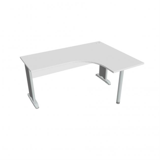 Pracovný stôl Cross, ergo, ľavý, 160x75,5x120 cm, biela/kov