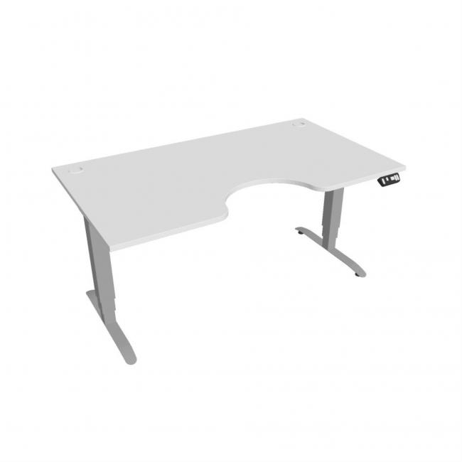 Pracovný stôl Motion Ergo, PO, 3S, 160x61-128x90 cm, biela/sivá