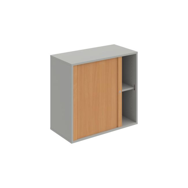 Policová skriňa Drive, zámok, 80x74x40 cm, buk/sivá