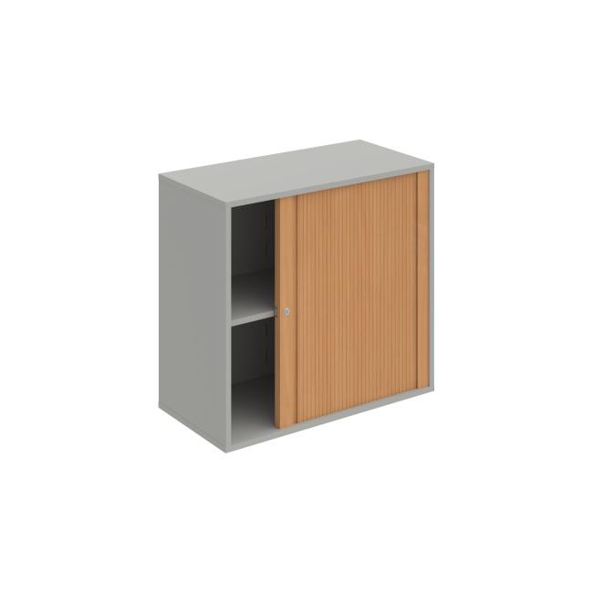 Policová skriňa Drive, zámok, 80x74x40 cm, buk/sivá