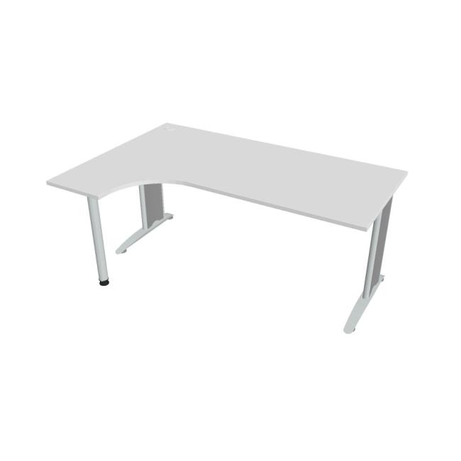 Pracovný stôl Flex, ergo, pravý, 180x75,5x120 (40x80) cm, biela/kov