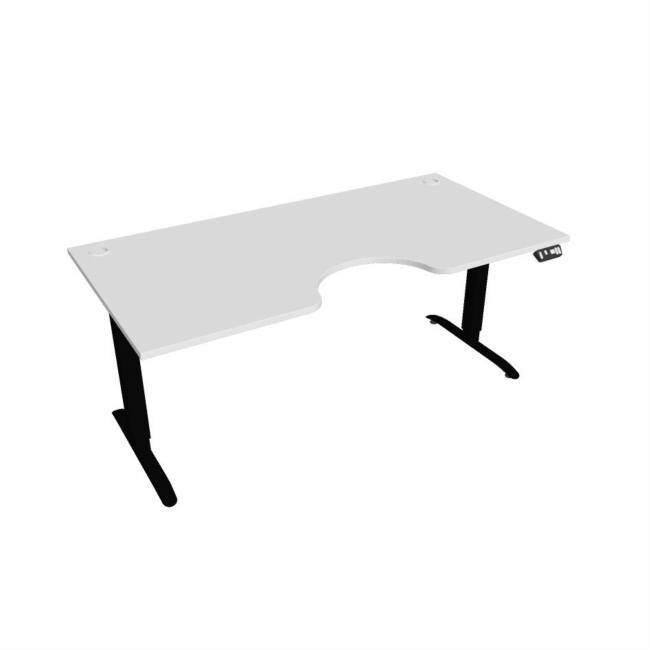 Pracovný stôl Motion Ergo, PO, 2S, 180x70,5-120,5x90 cm, biela/čierna