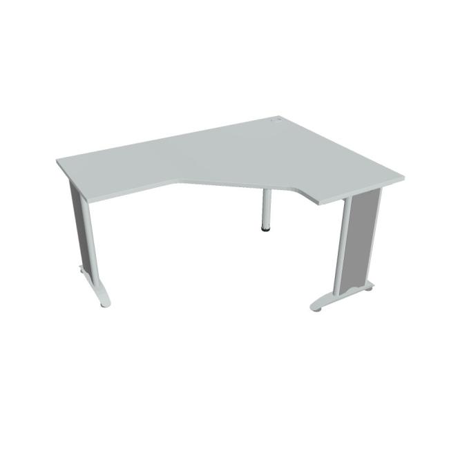 Pracovný stôl Flex, ergo, ľavý, 160x75,5x120 (60x60) cm, sivá/kov