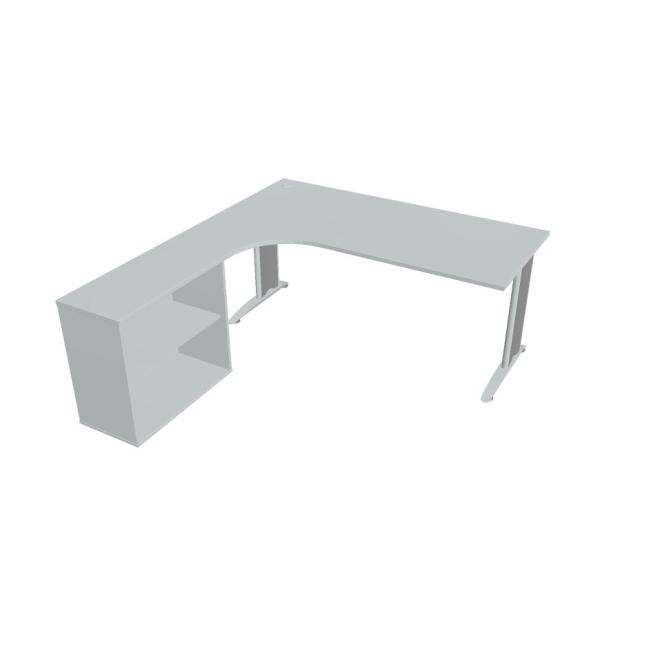 Pracovný stôl Flex, ergo, pravý, 180x75,5x200,0 (40x80) cm, sivá/kov