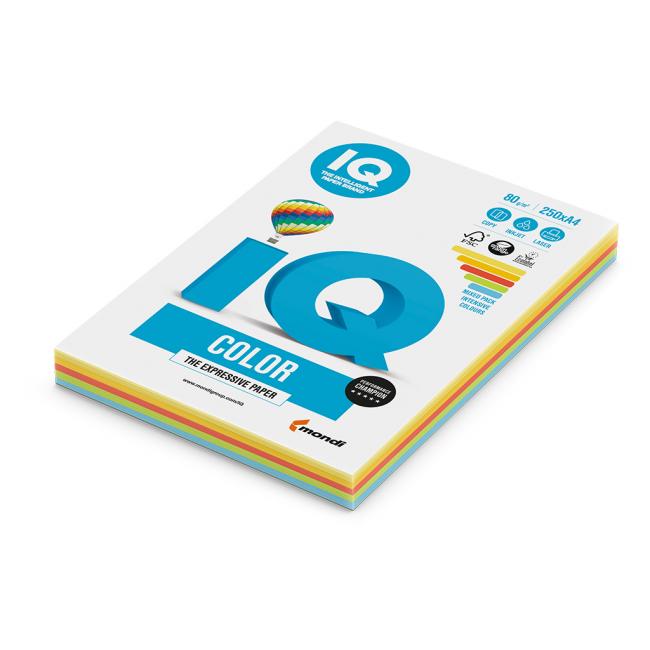 Kopírovací papier 80g A4 IQ color 5x50 mix intenzívne farby
