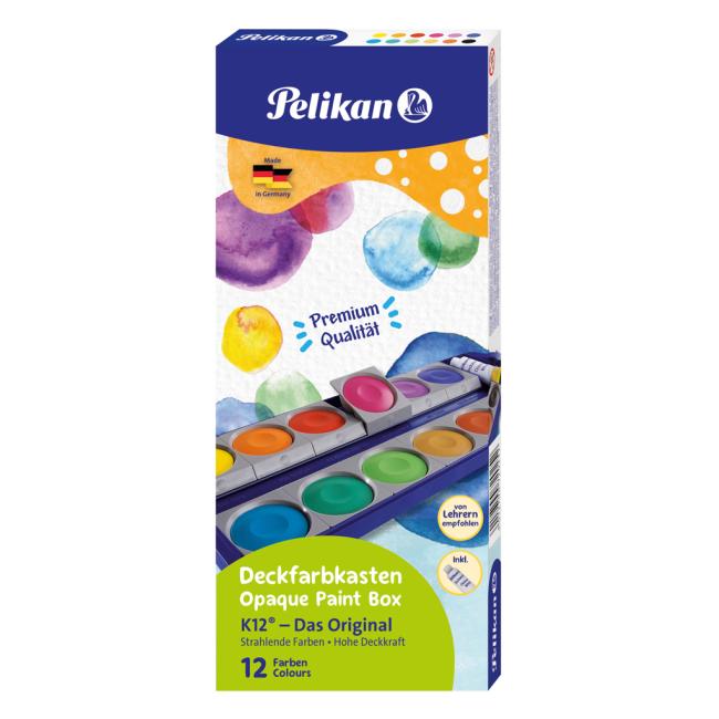 Vodové farby Pelikan K12 12 farieb + beloba