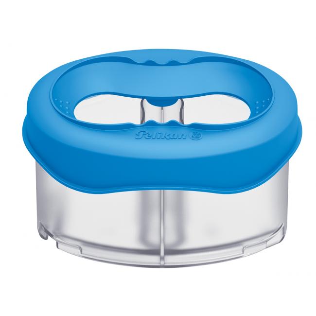 Plastový pohárik Pelikan s držiakom na štetec, modrý