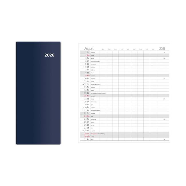 Diár vreckový Torino dvojtýždňový 8,5 x 15,4cm modrý 2026