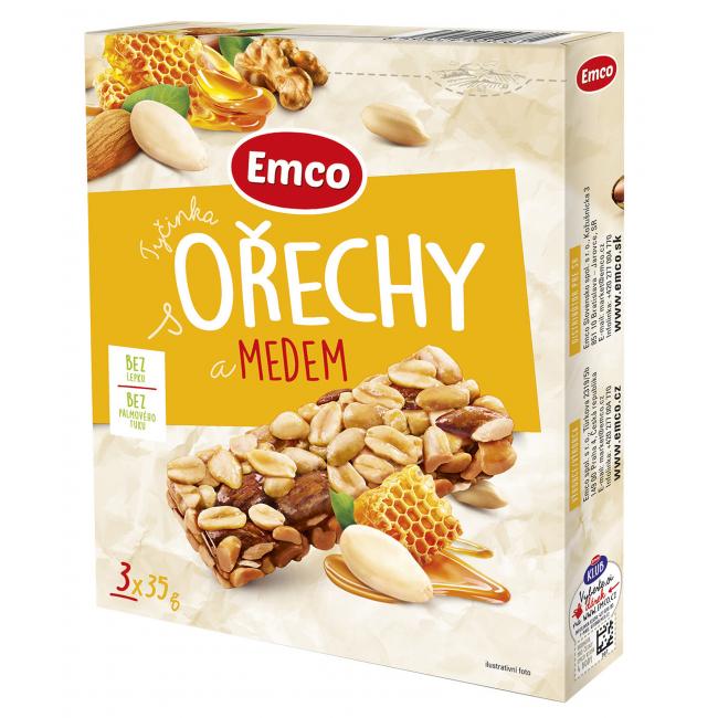 Tyčinka Emco s  orechami a medom 3x35g