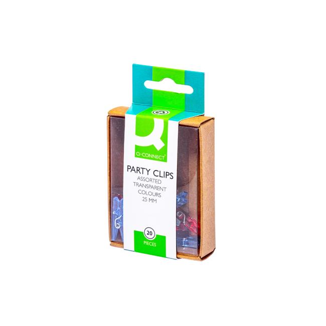 Štipce Q-Connect 25mm mixe farieb 20ks