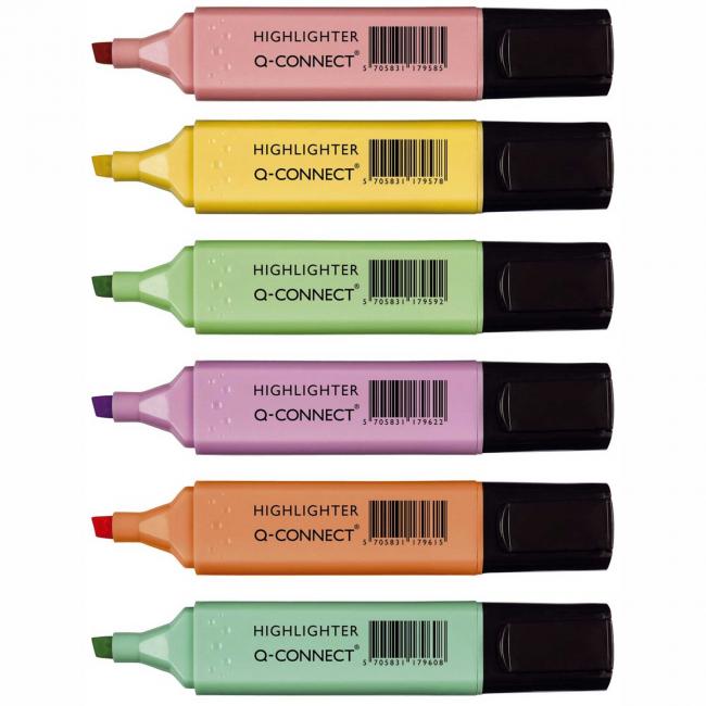 Sada zvýrazňovačov  Q-CONNECT pastel 6f