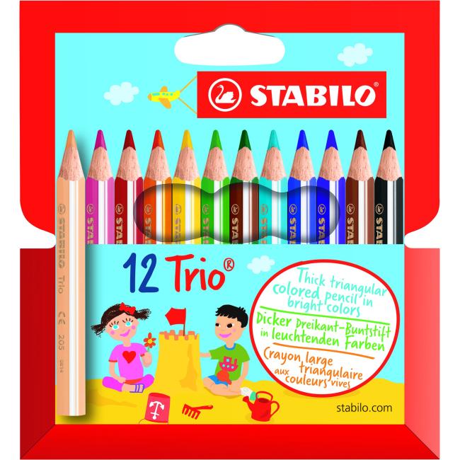 Farbičky STABILO Trio hrubé a krátke, v kartónovom obale, 12 ks