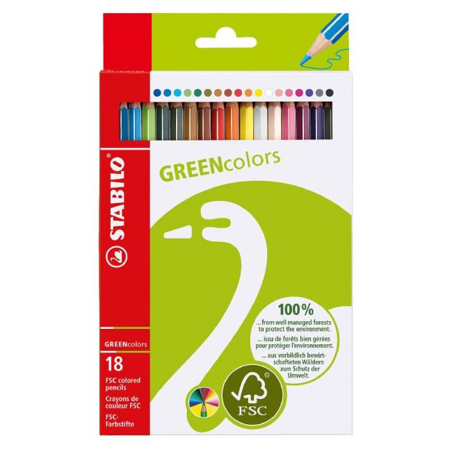 Farebné ceruzky STABILO GREENcolors 18 ks
