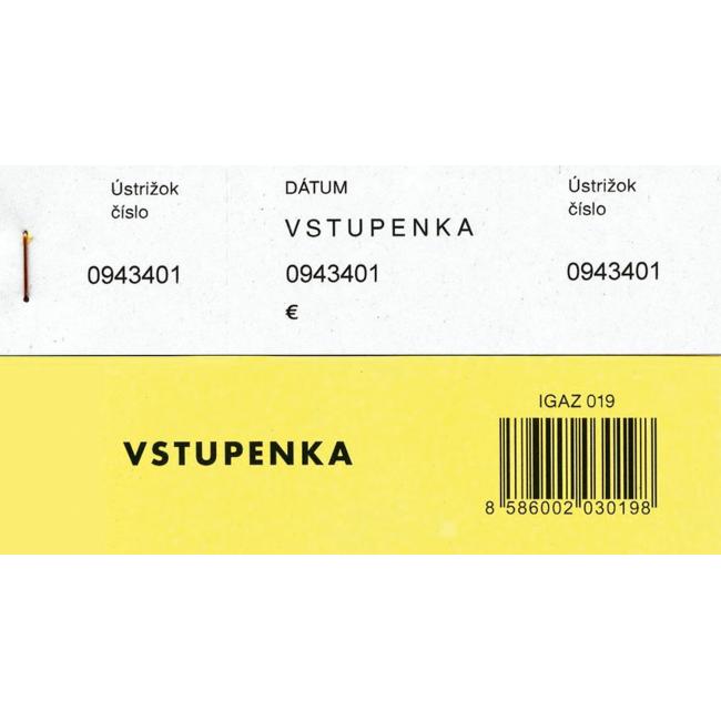 Vstupenka číslovaná 3-dielna 100 listov