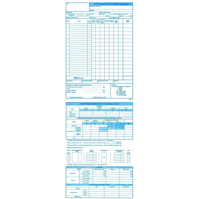 Vyúčtovanie cestovných výdavkov/zahran.prac.cesty A4 100ks