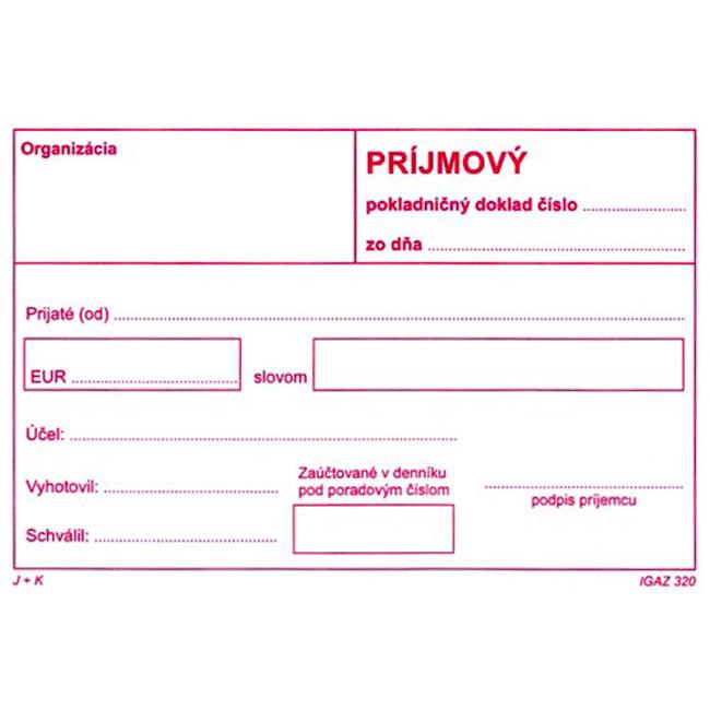 Príjmový pokl. doklad bez DPH samoprep.