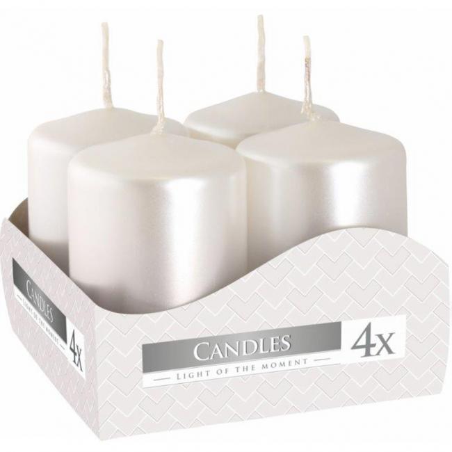 Sviečky perleťovobiele 4 ks 225g
