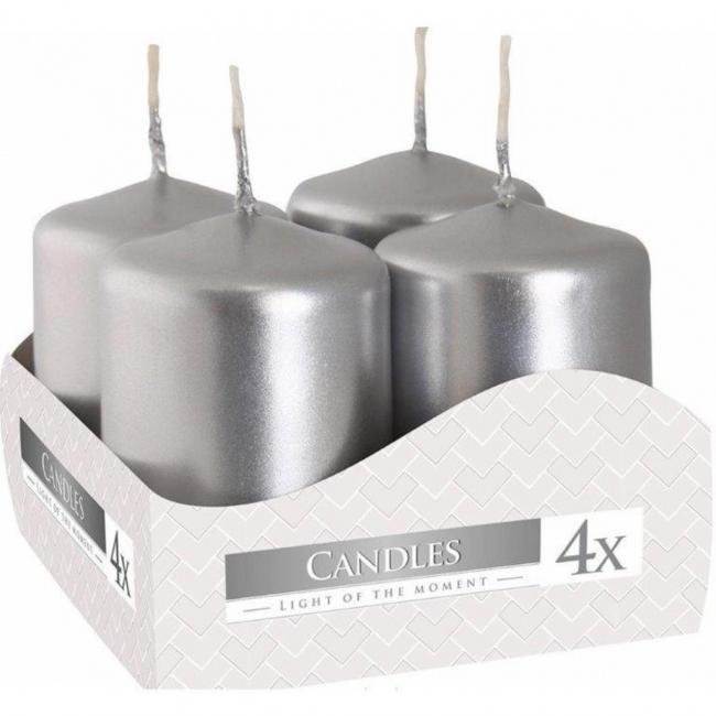 Sviečky perleťovostrieborné 4 ks 225 g