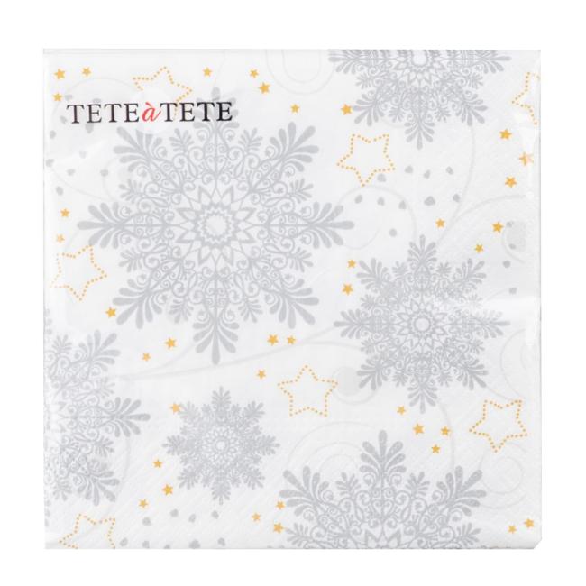 Vianočné servítky Snowflakes silver 33x33 cm, 20 ks