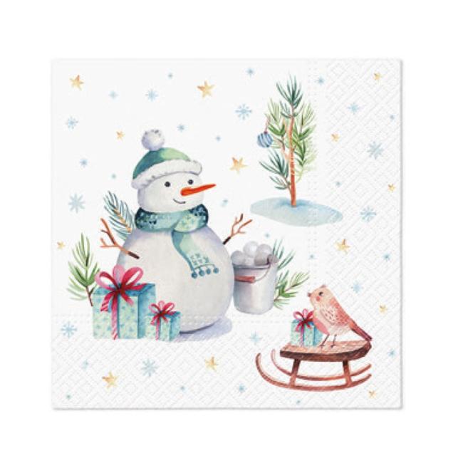 Vianočné servítky Lovely Snowman 33x33 cm, 20 ks