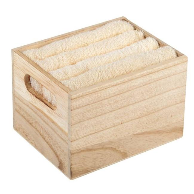 Darčekový drevený box 4ks uterákov béžové