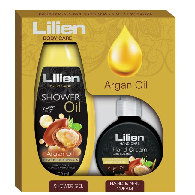 Darčeková kazeta dámska Lilien ARGAIN OIL(SG + krém na ruky 300 ml)
