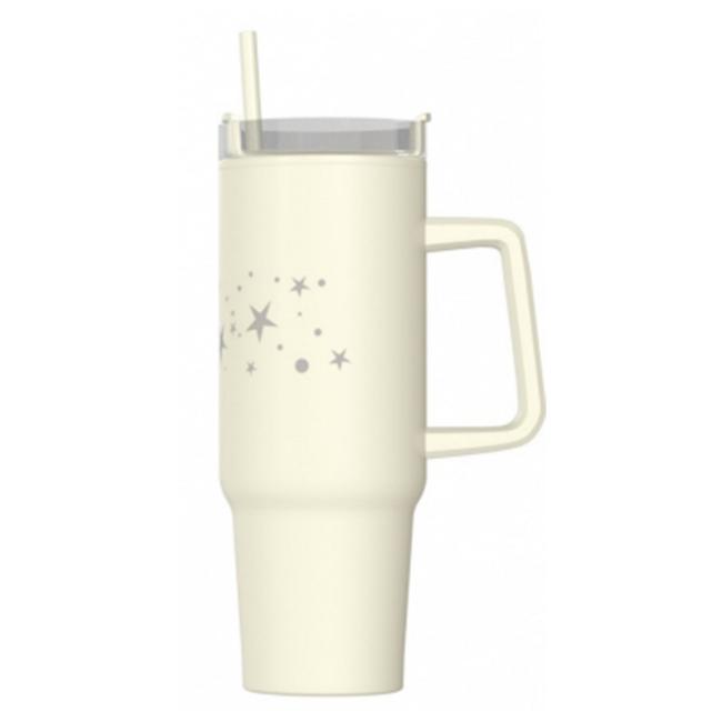 Termo hrnček dvojstenný béžový personalizovaný so slamkou 900ml