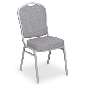 Banketová stolička Silver Smooth, strieborný rám, látka sivá