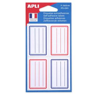 Školské štítky 36x56 mm modré, červené 24ks