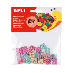 Gombíky drevené štvorcové s motívom mix farieb a veľkostí 35ks