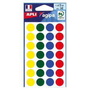 Etikety kruhové 15mm APLI mix farieb