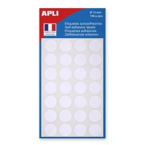 Etikety kruhové 15mm APLI biele