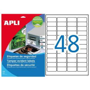 Etikety bezpečnostné APLI `šachovnicový vzor` 45,7 x 21,2 mm A4 biele 10 hárkov