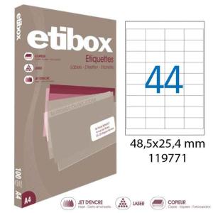 Etikety univerzálne 48,5x25,4mm Etibox A4 100 hárkov