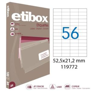 Etikety univerzálne 52,5x21,2mm Etibox A4 100 hárkov