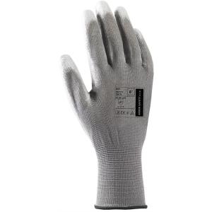 Rukavice polyester, polomáčané BUCK, sivé veľ. 6/XS