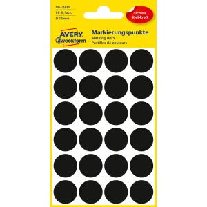 Etikety kruhové 18mm Avery čierne