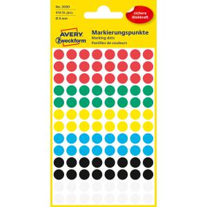 Etikety kruhové 8mm Avery mix farieb