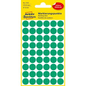 Etikety Avery kruhové 12 mm, zelené