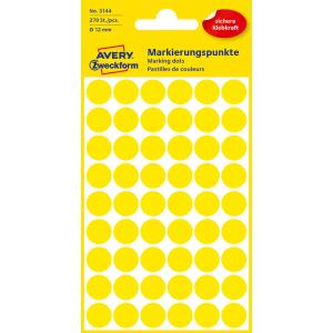 Etikety Avery kruhové 12 mm, žlté