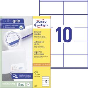 Etikety univerzálne 105x57mm Avery A4 100 hárkov