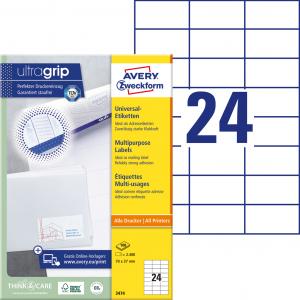 Etikety univerzálne 70 x 37 mm Avery A4, 100 listov