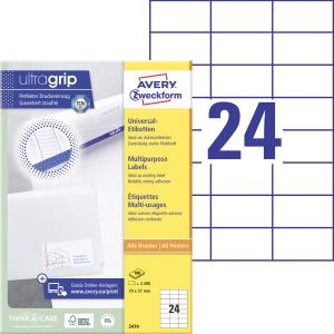 Etikety univerzálne 70x37mm Avery A4 100 hárkov