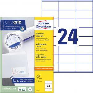 Etikety univerzálne 70 x 36 mm Avery A4, 100 listov