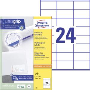 Etikety univerzálne 70x36mm Avery A4 100 hárkov